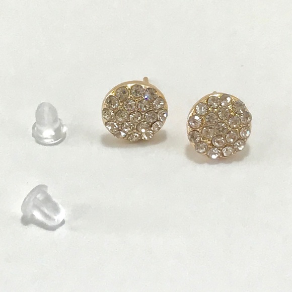 🔥Gold Round Circle Small Stud Rhinestone Earrings - Picture 4 of 8